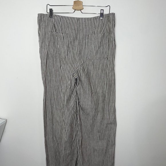 Chico's The Ultimate Fit Pants Women's L Taupe Striped Linen Wide Leg Trousers - Picture 8 of 16